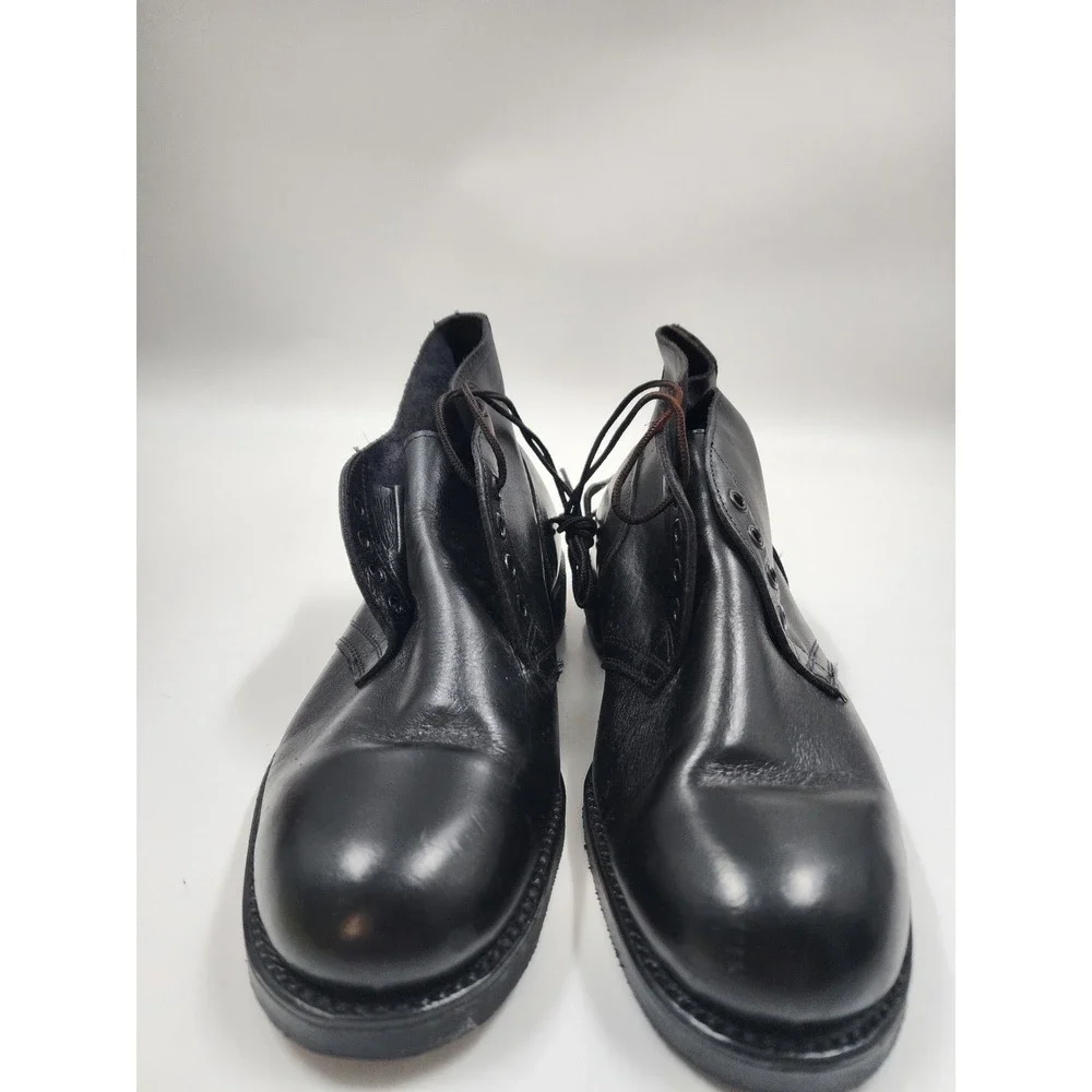 Vintage Black Leather Military Combat Boots Biltrite Sole Vulcan Heel Mens